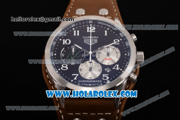 Tag Heuer Carrera Specail Edition Chrono Miyota Quartz Steel Case with Black Dial Brown Leather Strap and Arabic Numeral Markers - Click Image to Close